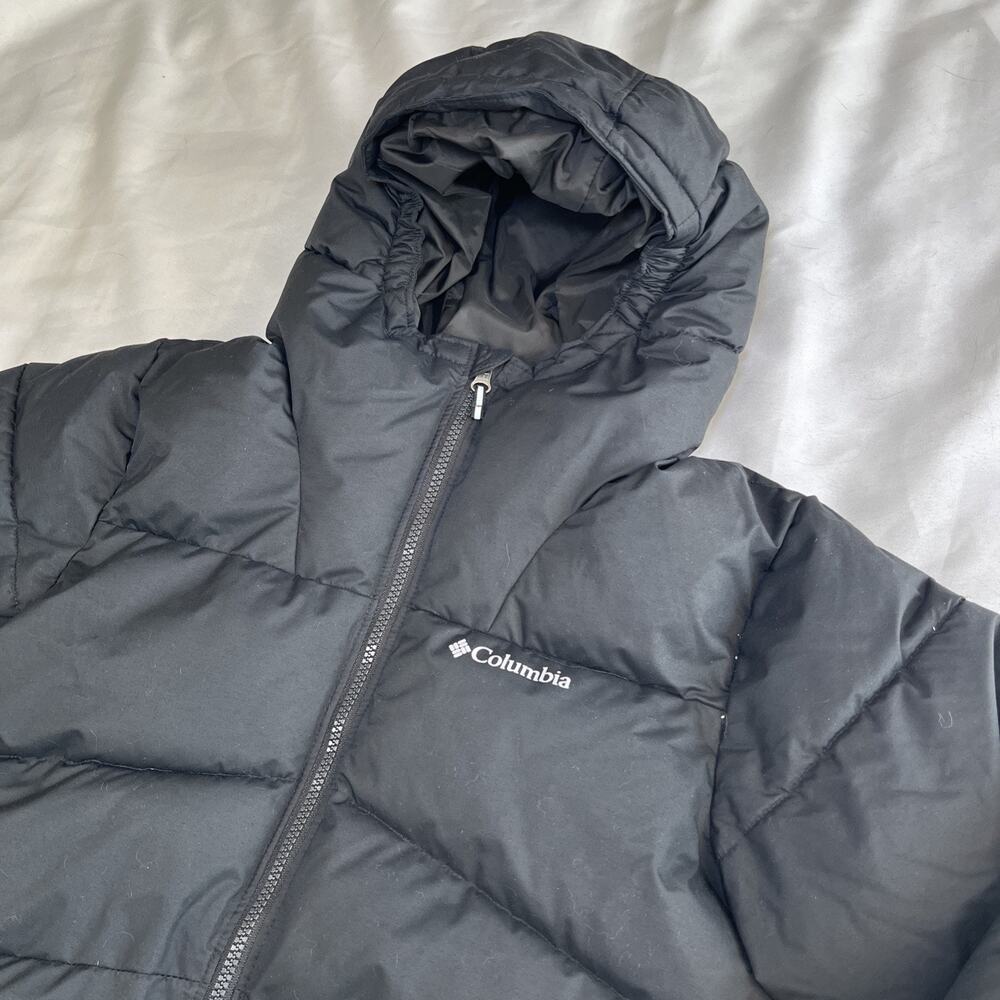 Columbia Arctic Blast Hooded Puffer Jacket Boys Size L (14/16) Black Full Zip